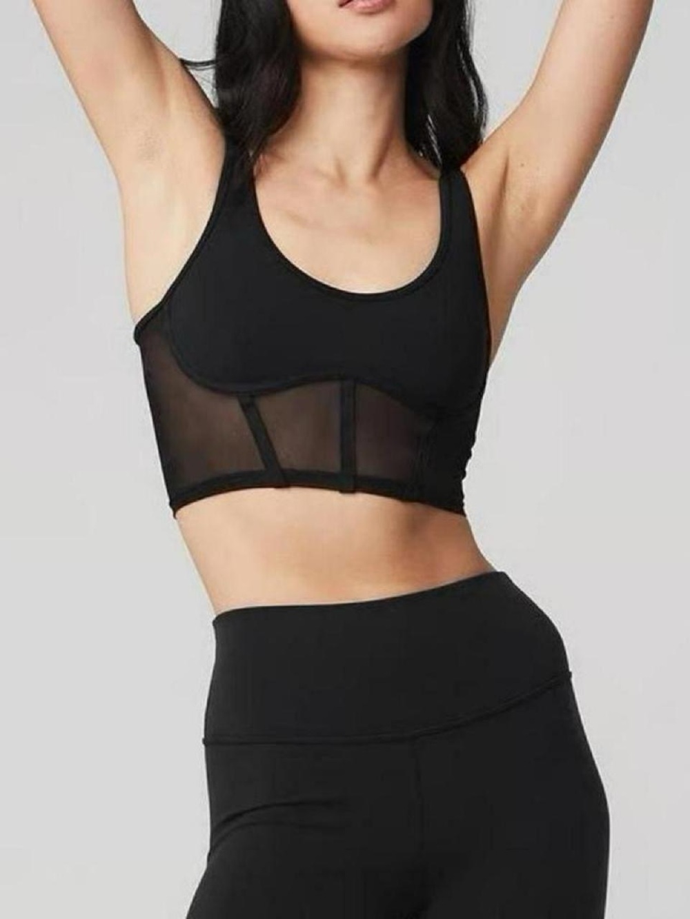NWT Alo Yoga Airbrush Mesh Corset Tank Panel Bustier Top Black Xs